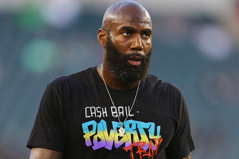 PHILADELPHIA, PA - SEPTEMBER 06: Malcolm Jenkins #27 of the Philadelphia Eagles looks on before the game against the Atlanta Falcons at Lincoln Financial Field on September 6, 2018 in Philadelphia, Pennsylvania. (Photo by Mitchell Leff/Getty Images)